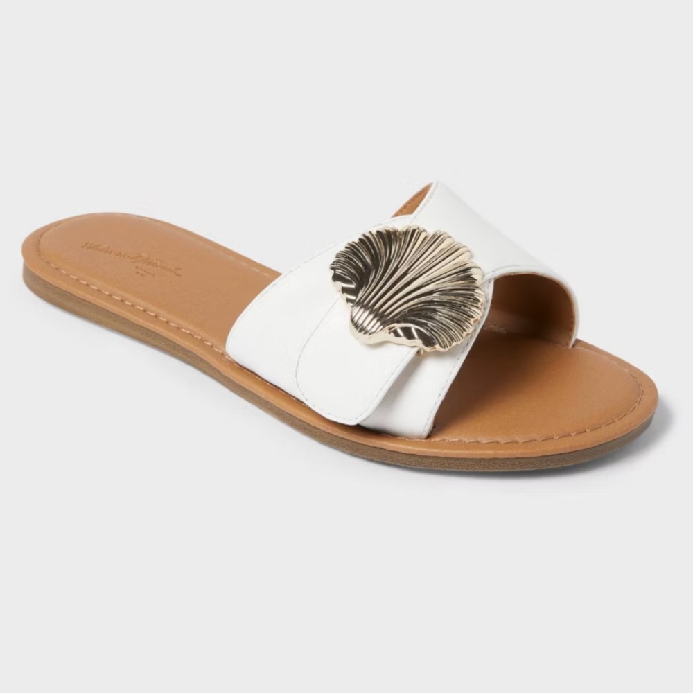 UNIVERSAL THREAD Women's Nesryn Shell Ornament white slide sandal size various